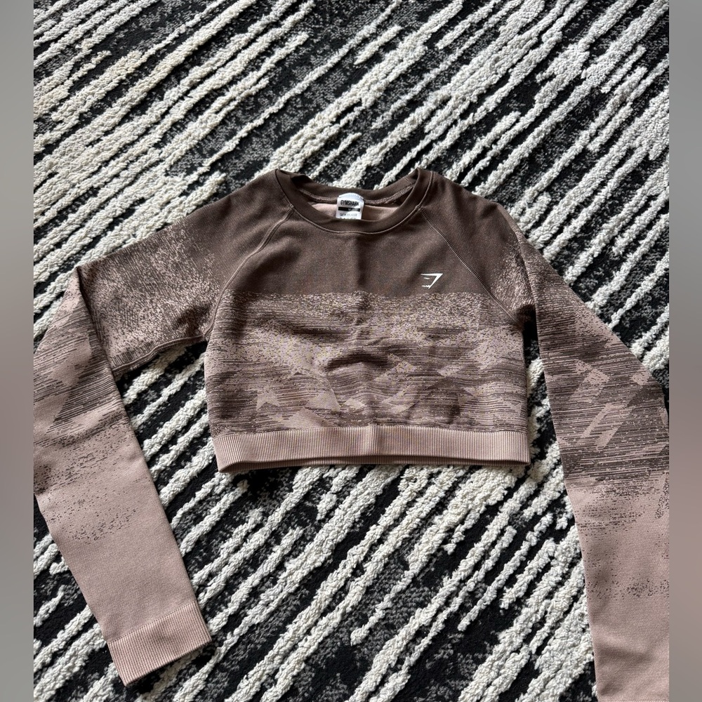 Gymshark Adapt Ombre Seamless Brown Long Sleeve Crop Top